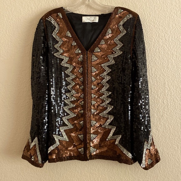 COLLECTION MARIE GRAY Jacket Skirt Suit Vintage sequin jacket